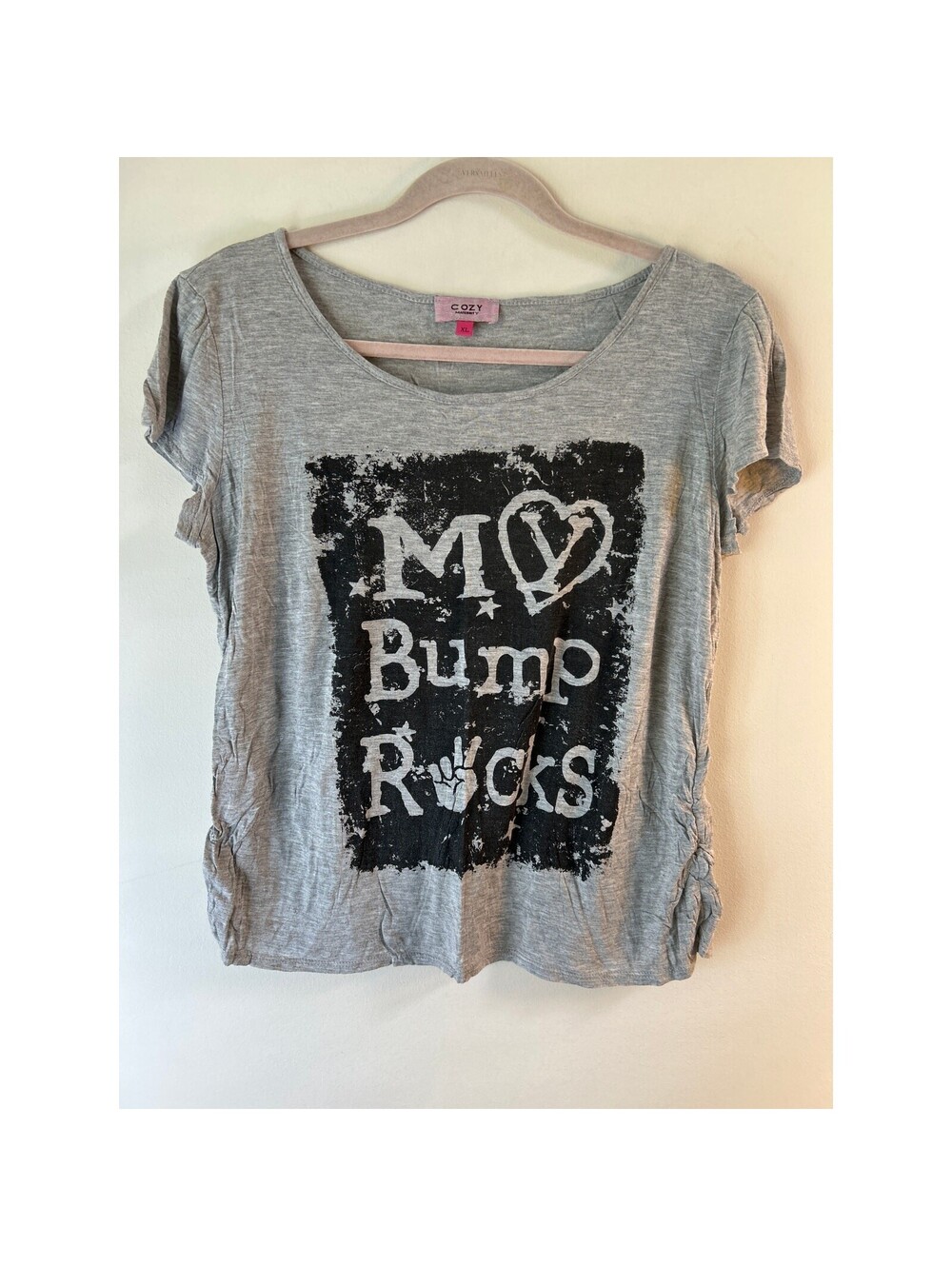 Cozy Maternity My Bump Rocks Graphic T Shirt Womens XL Gray Pregnancy